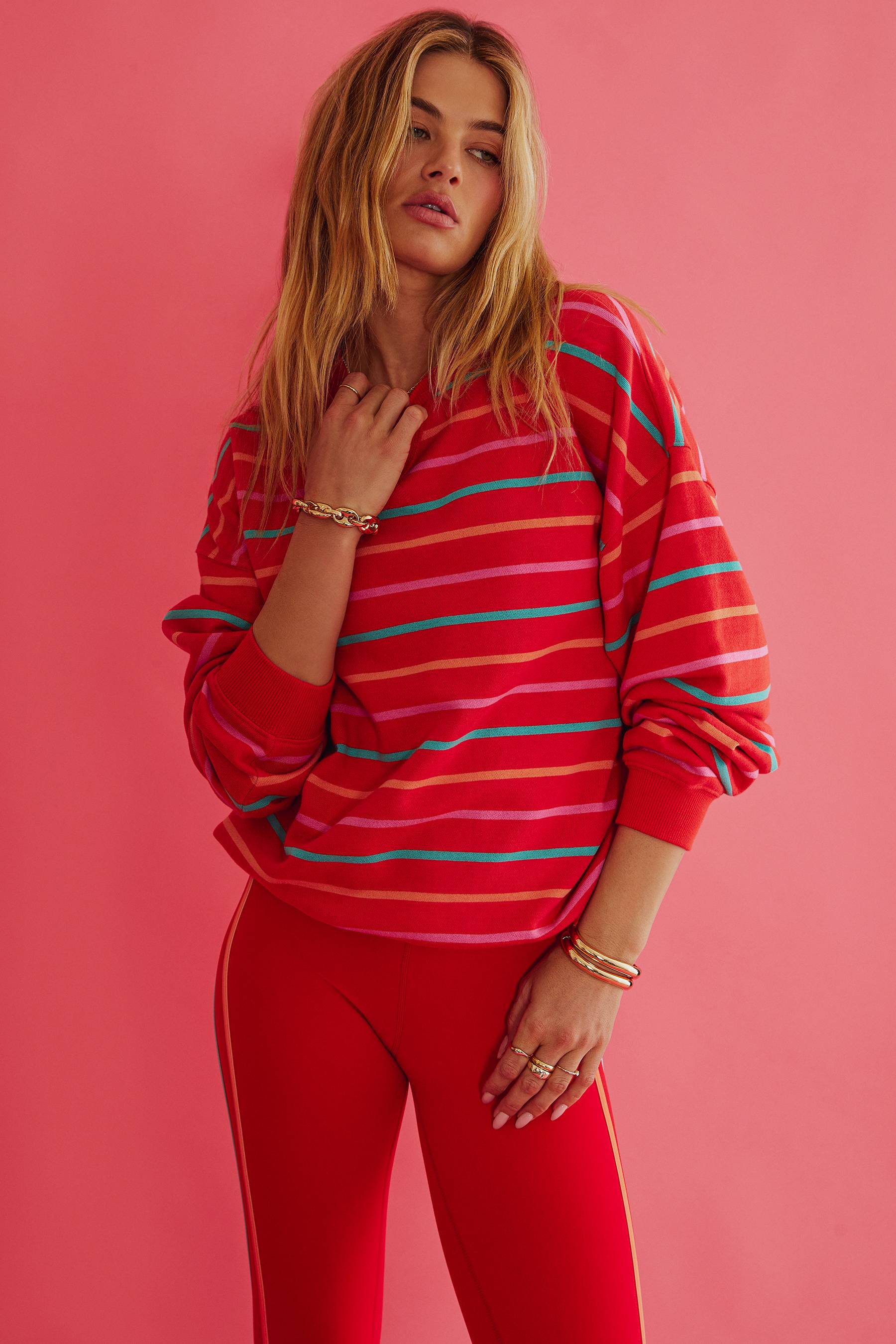 Devyn Oversized Sweatshirt Strawberry Sunset Stripe - Image 4