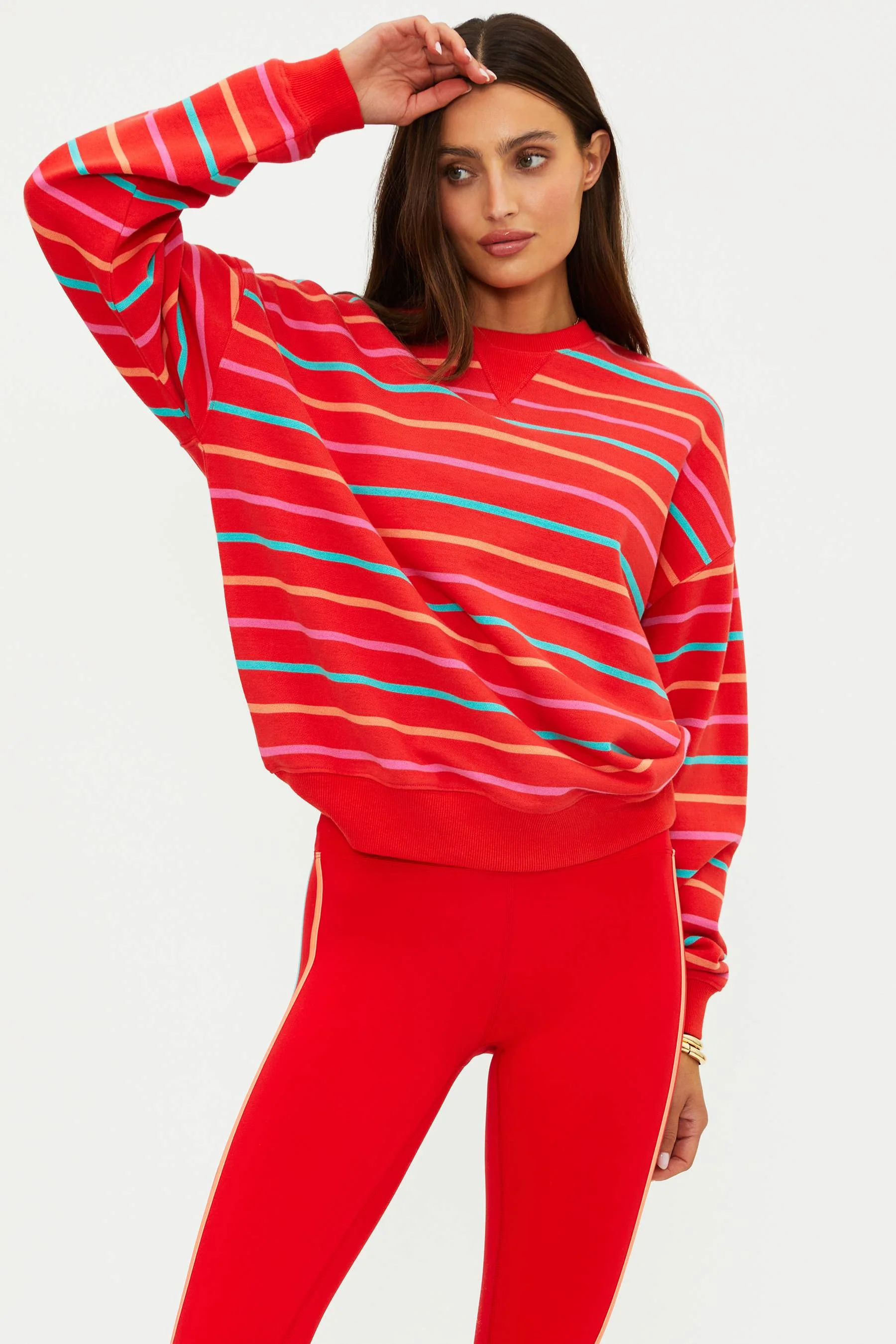 Devyn Oversized Sweatshirt Strawberry Sunset Stripe - Image 5