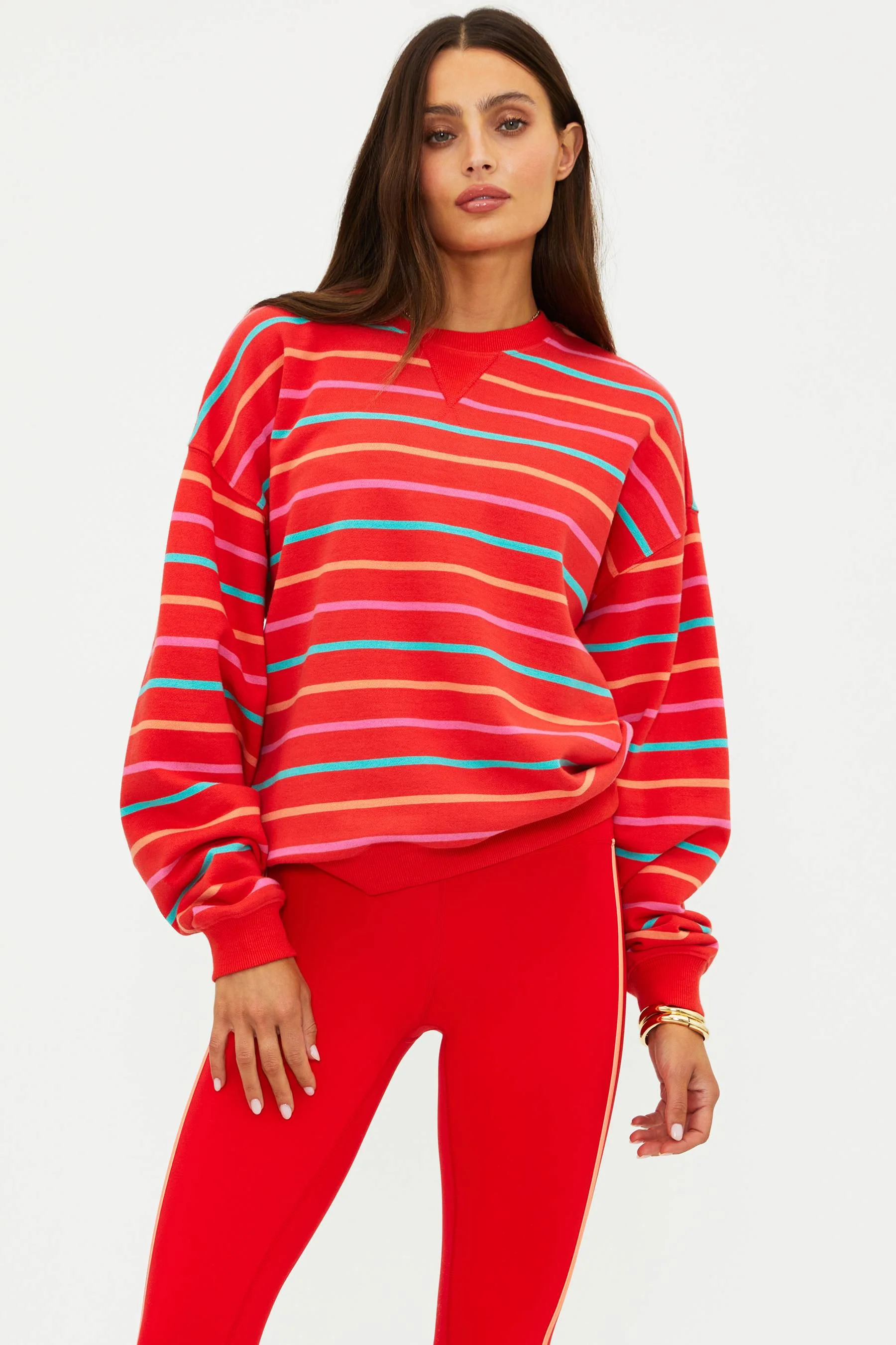 Devyn Oversized Sweatshirt Strawberry Sunset Stripe - Image 6