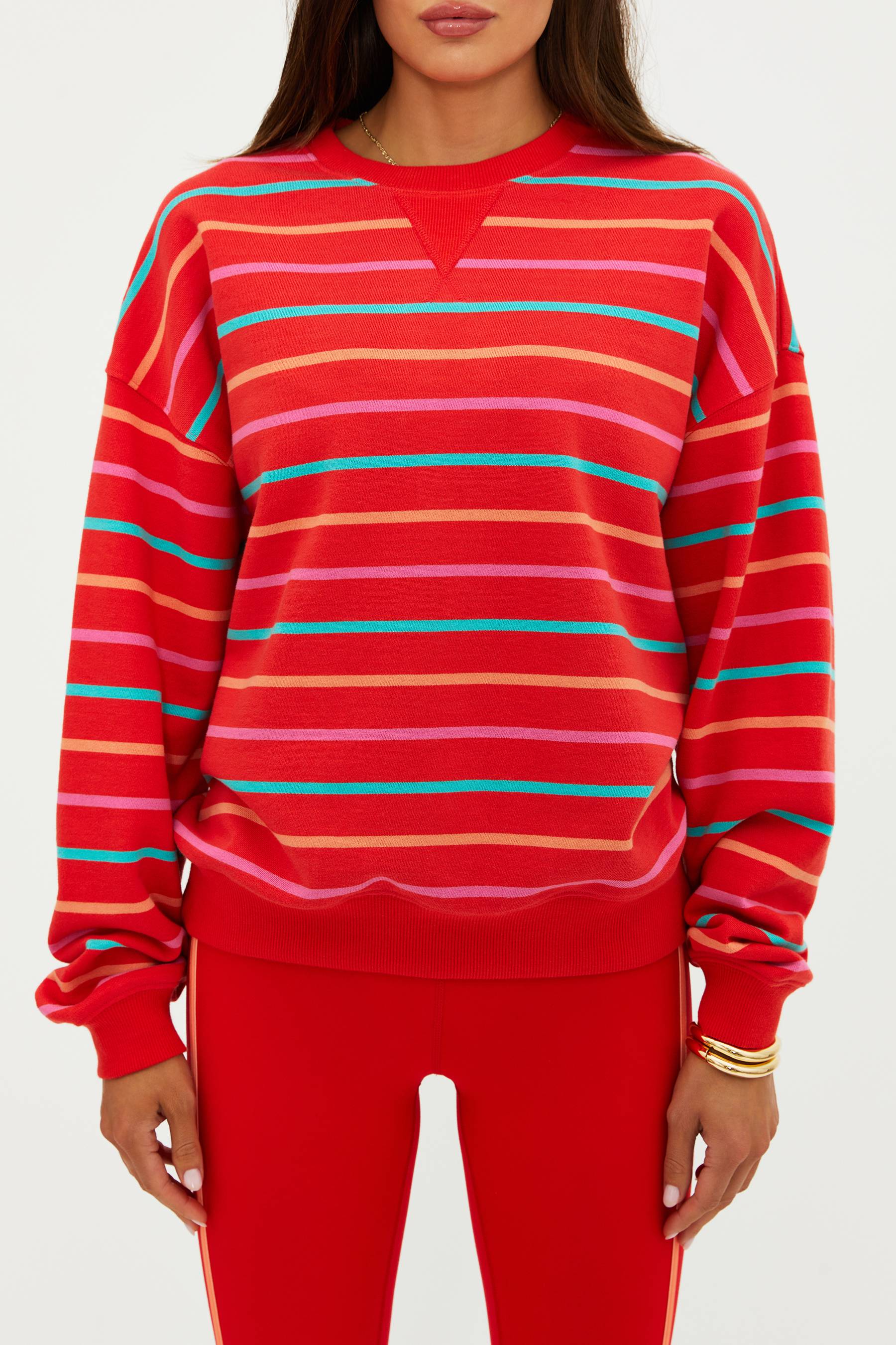 Devyn Oversized Sweatshirt Strawberry Sunset Stripe - Image 7