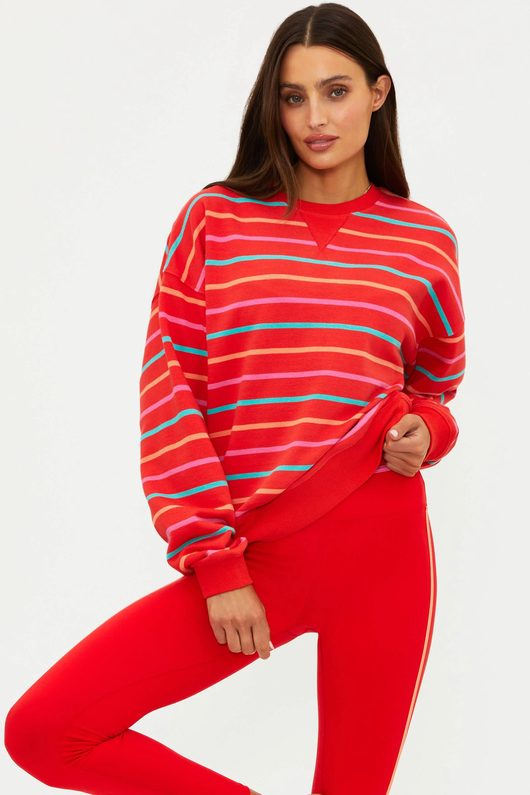 Devyn Oversized Sweatshirt Strawberry Sunset Stripe - Image 8