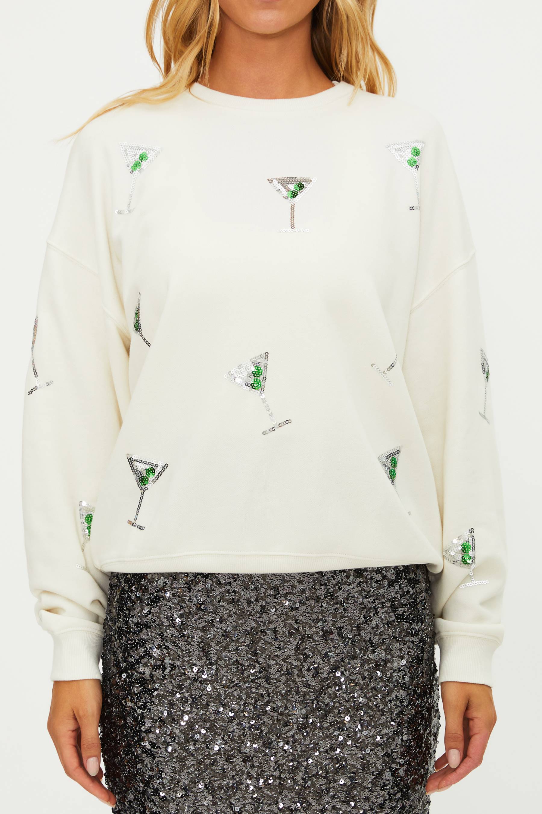 Anthropologie X Beach Riot Devyn Sweatshirt Sequin Martinis - Image 3