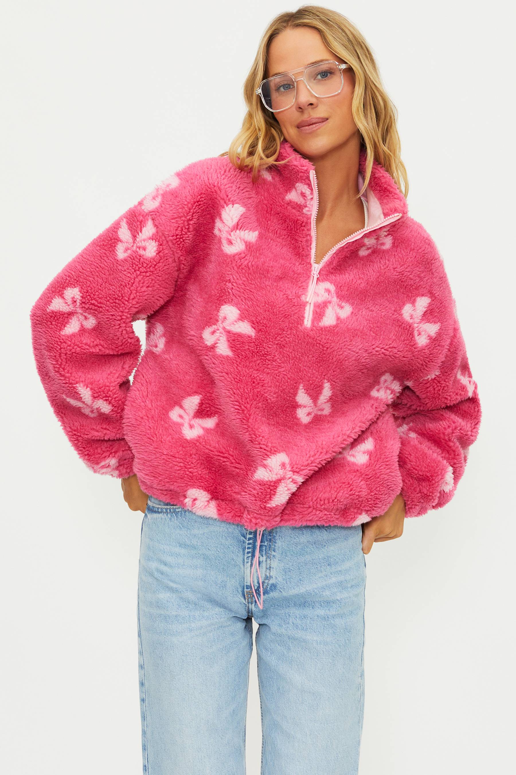 Anthropologie X Beach Riot Leona Sherpa Pink Bows - Image 5