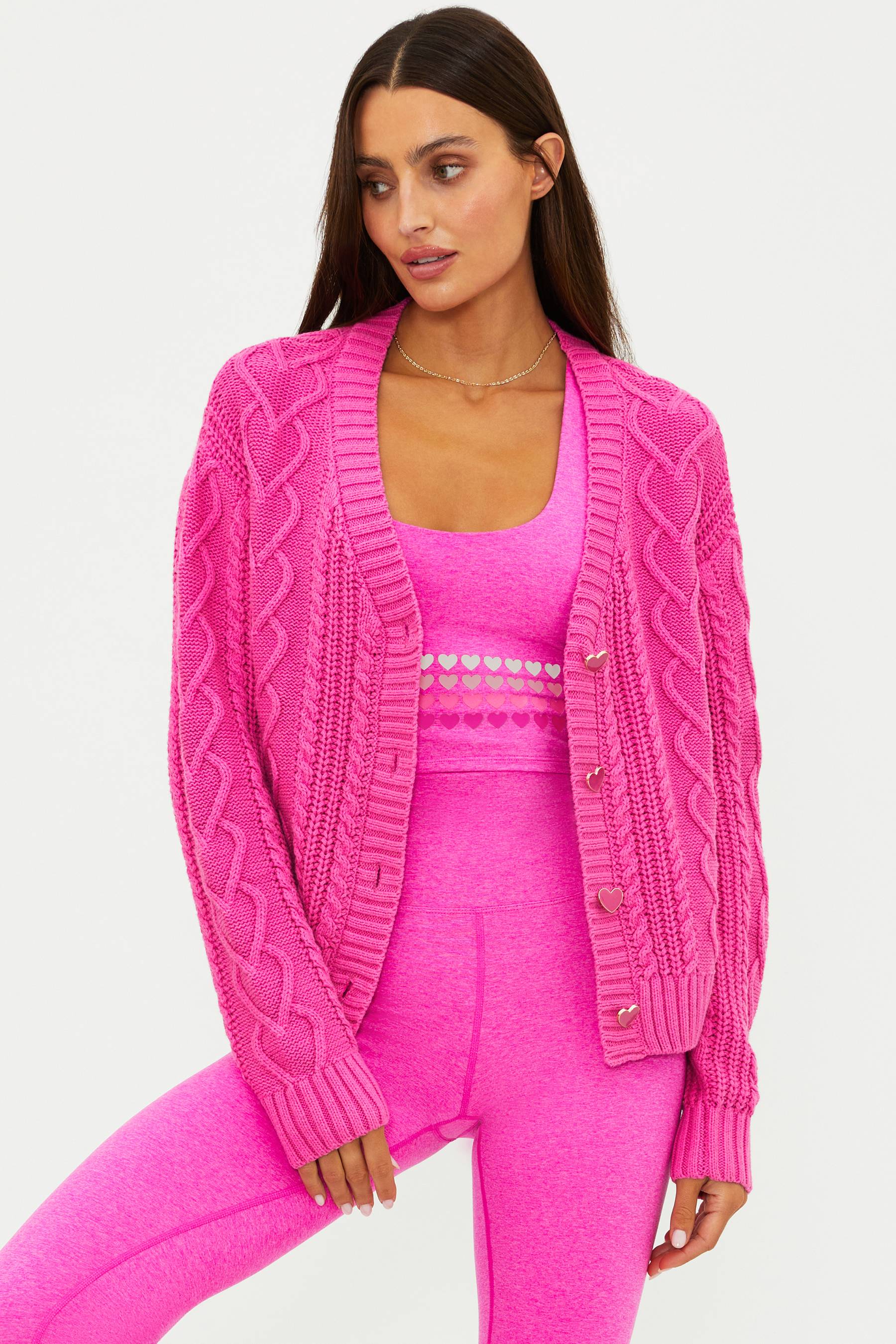 Teagan Cardigan Electric Pink Cable - Image 6